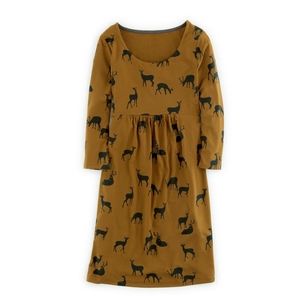 BODEN -MUSTARD DEER PRINT TUNIC DRESS SIZE 4P